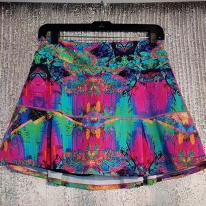 Dona Jo Vibrant Multicolor Activewear Pleated Skort Sz-2/L